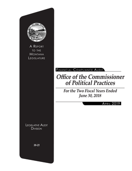 Office of the Commissioner of Political Practices for the Two Fiscal Years Ended June 30, 2018