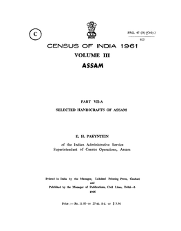 Selected Handicrafts of Assam, Part VI,A Vol-III, Assam