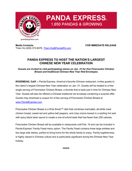 Panda Express Rings in the Chinese New Year With