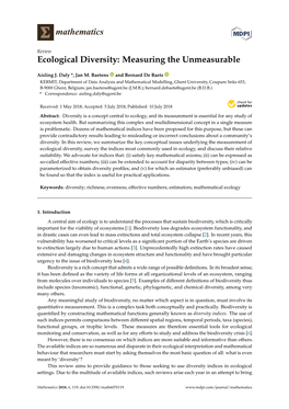 Ecological Diversity: Measuring the Unmeasurable