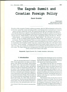 The Zagreb Summit and Croatian Foreign Policy