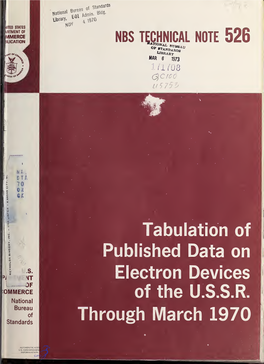 Tabulation of Published Data on Electron Devices of the U.S.S.R. Through March 1970