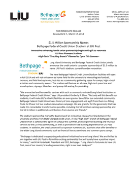 $1.5 Million Sponsorship Names Bethpage Federal Credit Union