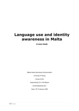 Language Use and Identity Awareness in Malta