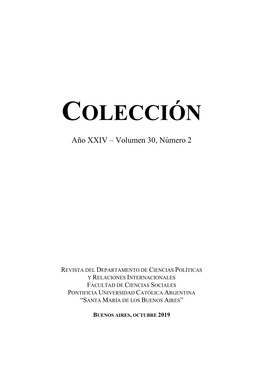 COLECCIÓN Año XXIV, Vol. 30, N° 2, 2019