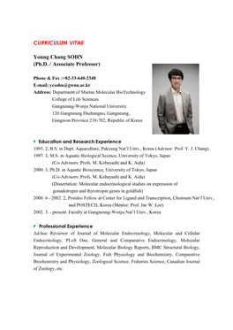 CURRICULUM VITAE Young Chang SOHN