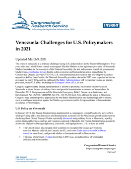 Venezuela: Challenges for U.S