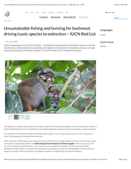 Unsustainable Fishing and Hunting for Bushmeat Driving Iconic Species to Extinction – IUCN Red List | IUCN 7/19/19, 10(33 AM