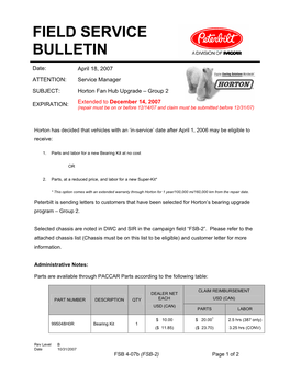 Field Service Bulletin