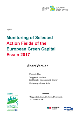 Monitoring of Selected Action Fields of the European Green Capital Essen 2017