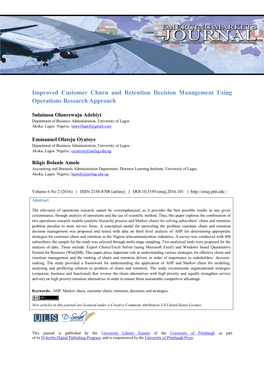 Improved Customer Churn and Retention Decision Management Using Operations Research Approach