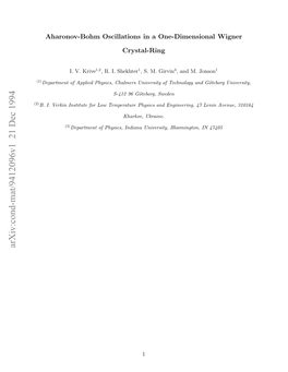 Arxiv:Cond-Mat/9412096V1 21 Dec 1994 (2) (1) .I Eknisiuefrlwtmeauepyisadenginee and Physics Temperature Low for Institute Verkin I