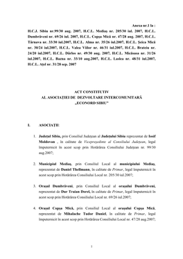 Act Constitutiv Al Asociaţiei De Dezvoltare Intercomunitară „Econord Sibiu”