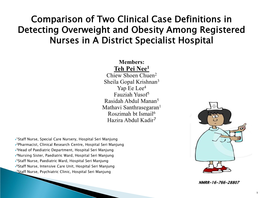 Comparison of Two Clinical Case Definitions in Detecting Overweight and Obesity Among Registered Nurses in a District Specialist Hospital