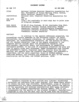 National College Physical Education Association for Men. Proceeding of Annual Meeting (72Nd, Durham, North Carolina, January 8-11, 1969)