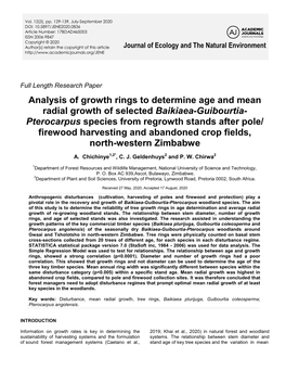 Analysis of Growth Rings to Determine Age and Mean Radial Growth of Selected Baikiaea-Guibourtia