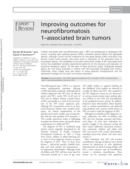 Improving Outcomes for Neurofibromatosis 1–Associated Brain Tumors