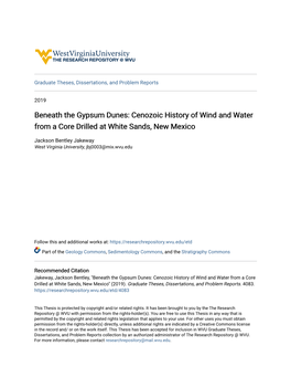 Beneath the Gypsum Dunes: Cenozoic History of Wind and Water from a Core Drilled at White Sands, New Mexico