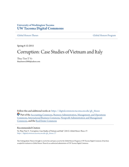 Corruption: Case Studies of Vietnam and Italy Thuy-Tien T