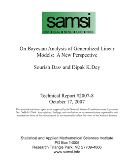 On Bayesian Analysis of Generalized Linear Models: a New Perspective