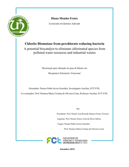 Chlorite Dismutase from Perchlorate Reducing Bacteria a Potential Biocatalyst to Eliminate Chlorinated Species from Polluted Water Resources and Industrial Wastes