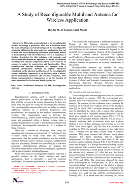 A Study of Reconfigurable Multiband Antenna for Wireless Application