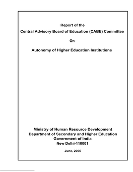 (CABE) Committee on Autonomy of Higher Education Institutions