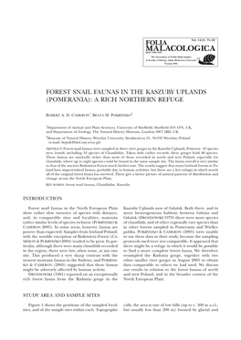 Forest Snail Faunas in the Kaszuby Uplands (Pomerania): a Rich Northern Refuge