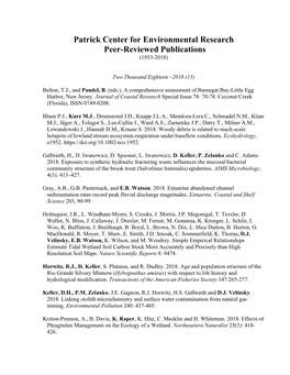 Patrick Center for Environmental Research Peer-Reviewed Publications (1933-2018)