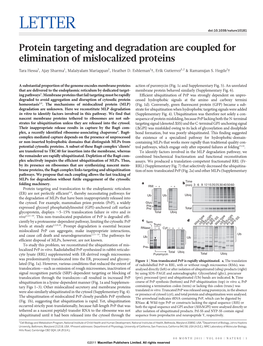 Protein Targeting and Degradation Are Coupled for Elimination of Mislocalized Proteins