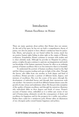 Introduction Human Excellence in Homer