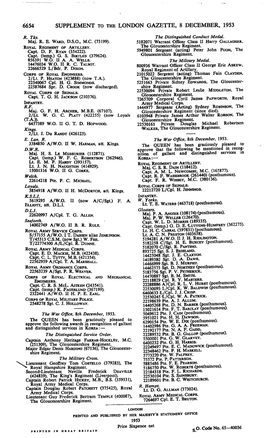 6654 Supplement to the London Gazette, 8 December, 1953