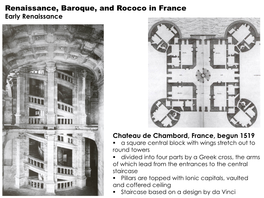 Renaissance, Baroque, and Rococo in France Early Renaissance