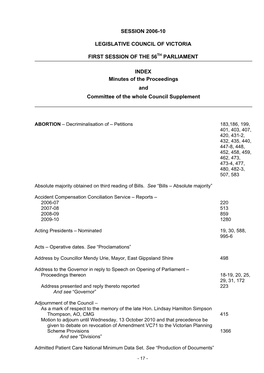 Session 2006-10 Legislative Council of Victoria First