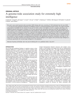 A Genome-Wide Association Study for Extremely High Intelligence