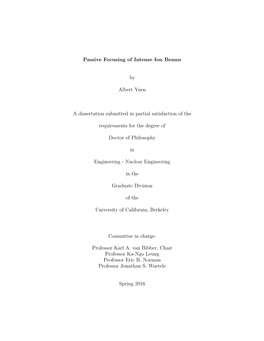 Passive Focusing of Intense Ion Beams by Albert Yuen A