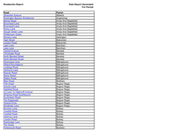 Roadworks Report Date Report Generated: for Period: Road Parish