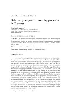 Selection Principles and Covering Properties in Topology