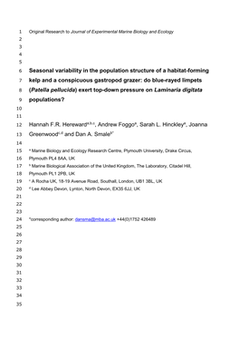 Seasonal Variability in the Population Structure of a Habitat-Forming Kelp