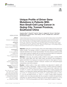 Unique Profile of Driver Gene Mutations in Patients with Non