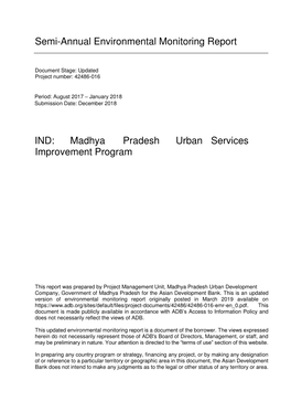 42486-016: Madhya Pradesh Urban Servicesimprovement Program