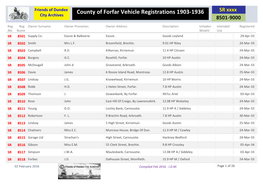 County of Forfar Vehicle Registrations 1903-1936 SR Xxxx City Archives 8501-9000