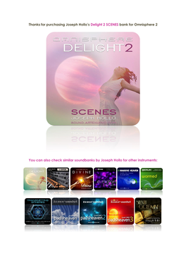 Thanks for Purchasing Joseph Hollo's Delight 2 SCENES Bank For