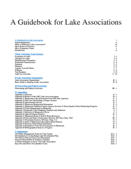 A Guidebook for Lake Associations