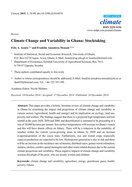 Climate Change and Variability in Ghana: Stocktaking