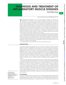 DIAGNOSIS and TREATMENT of INFLAMMATORY MUSCLE DISEASES David Hilton-Jones *Ii25