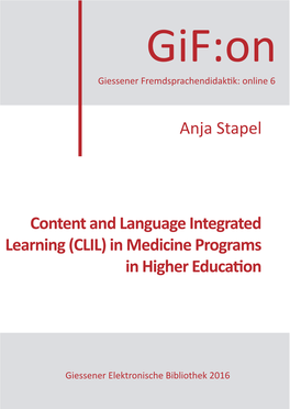 (CLIL) in Medicine Programs in Higher Education Stapel Content and Language Integrated Learning Integrated and Language Content Stapel