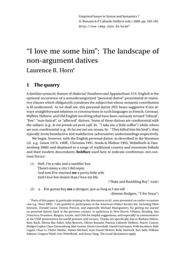 The Landscape of Non-Argument Datives Laurence R