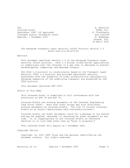 TLS E. Rescorla Internet-Draft RTFM, Inc. Obsoletes: 6347 (If Approved) H