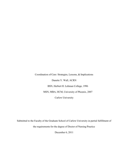 Coordination of Care: Strategies, Lessons, & Implications